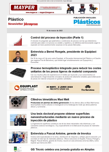 Newsletter Plástico