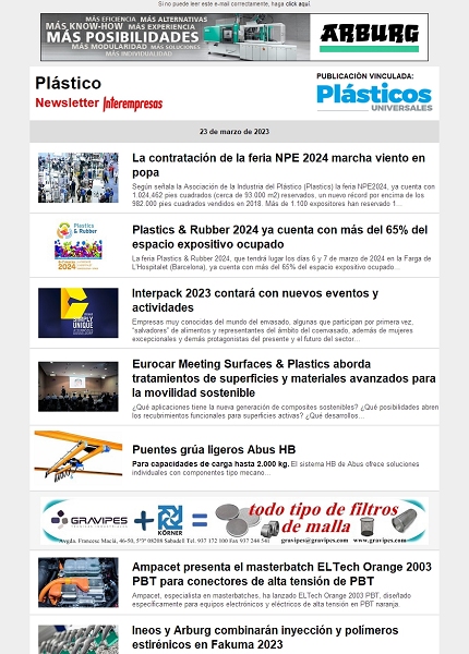 Newsletter Plástico