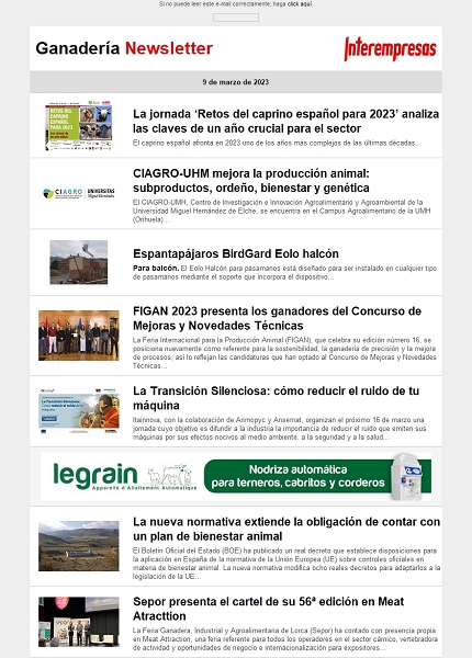 Newsletter Ganadería