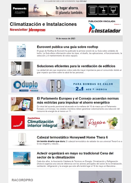 Newsletter Climatización e Instalaciones