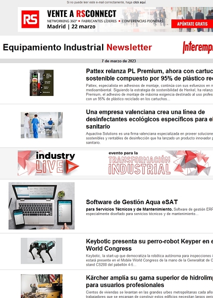 Newsletter Equipamiento industrial