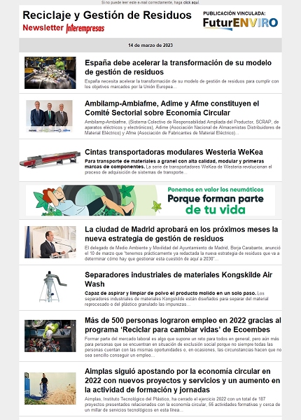 Newsletter Reciclaje y Gestión de Residuos