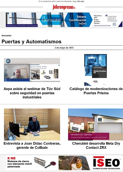 Newsletter Puertas y Automatismos