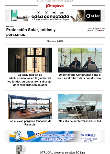 Newsletter Protección Solar, Toldos y Persianas