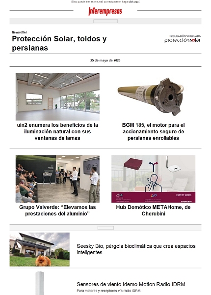 Newsletter Protección Solar, Toldos y Persianas
