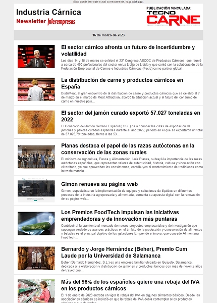 Newsletter Industria Cárnica