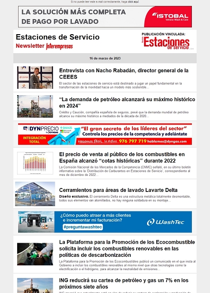 Newsletter Estaciones de Servicio