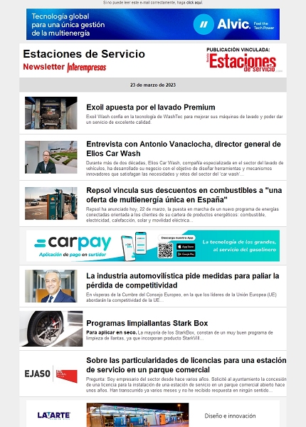 Newsletter Estaciones de Servicio