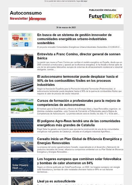 Newsletter Autoconsumo