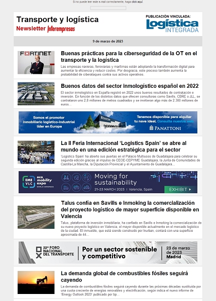Newsletter Transporte y logística