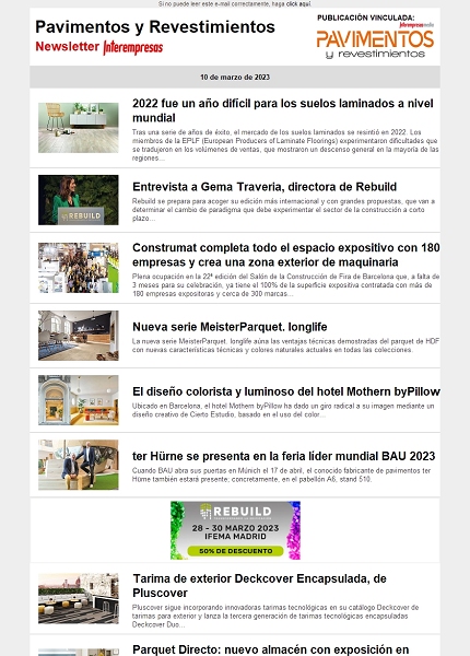 Newsletter Pavimentos y Revestimientos