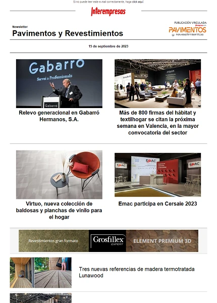 Newsletter Pavimentos y Revestimientos