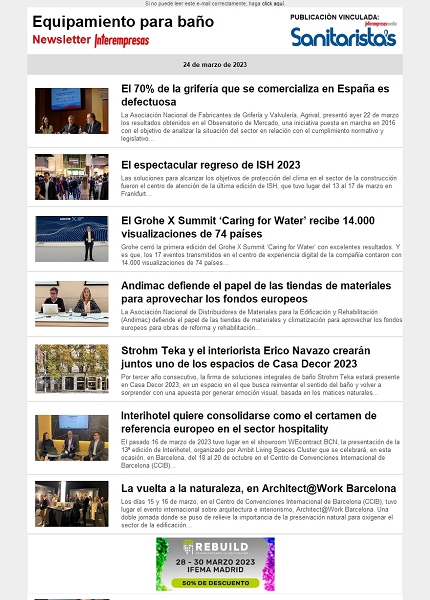 Newsletter Equipamiento para baño