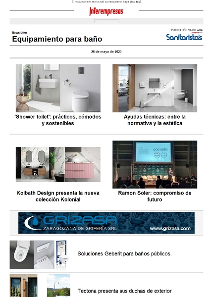 Newsletter Equipamiento para baño