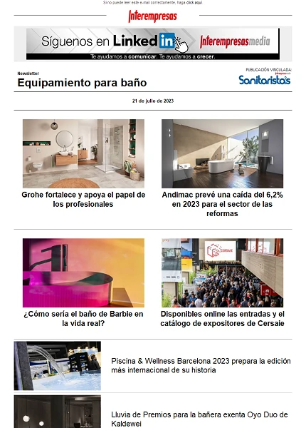 Newsletter Equipamiento para baño