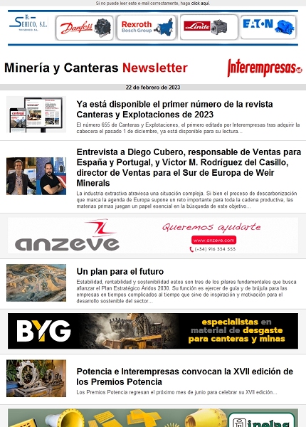 Newsletter Minería y Canteras