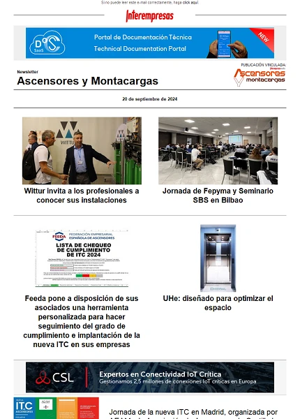 Newsletter Ascensores y Montacargas