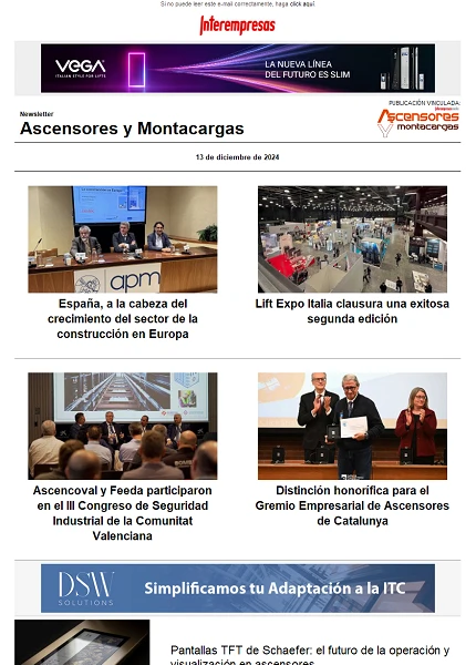 Newsletter Ascensores y Montacargas