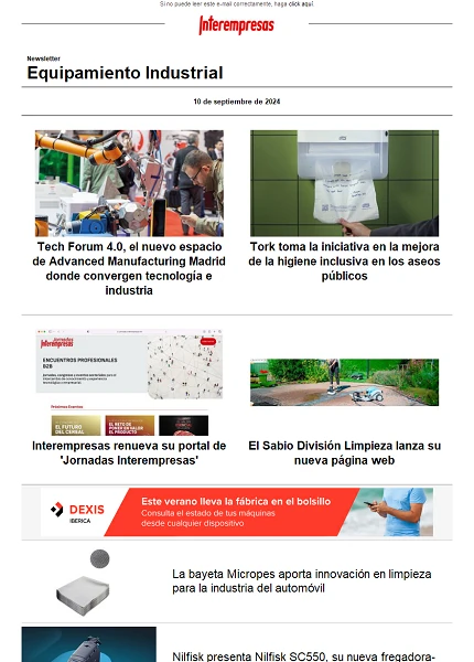 Newsletter Equipamiento industrial