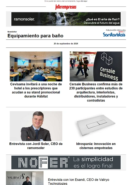 Newsletter Equipamiento para baño