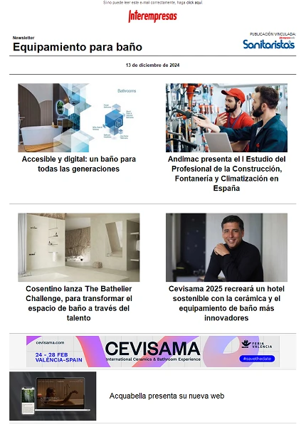 Newsletter Equipamiento para baño