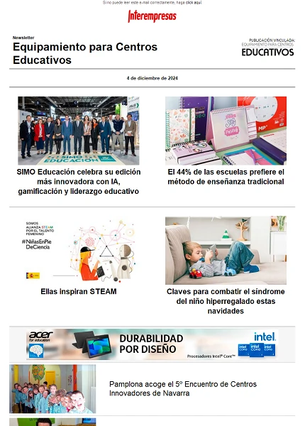 Newsletter Equipamiento para Centros Educativos