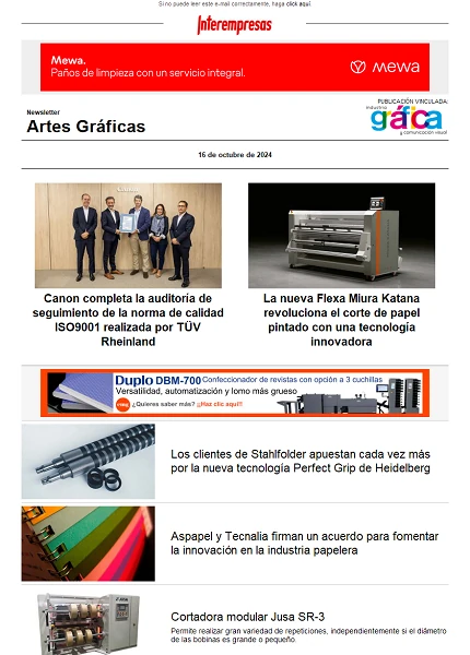 Newsletter Artes Gráficas