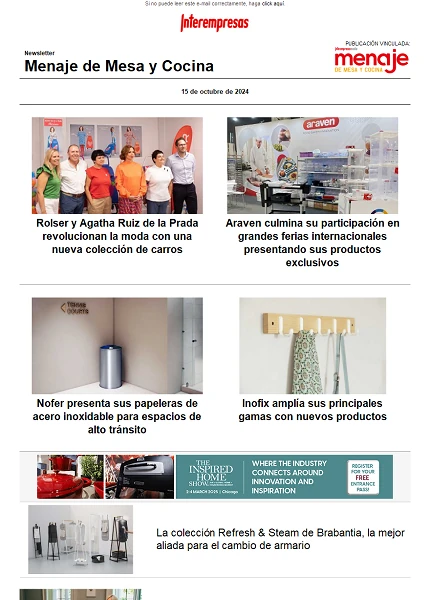 Newsletter Menaje de Mesa y Cocina