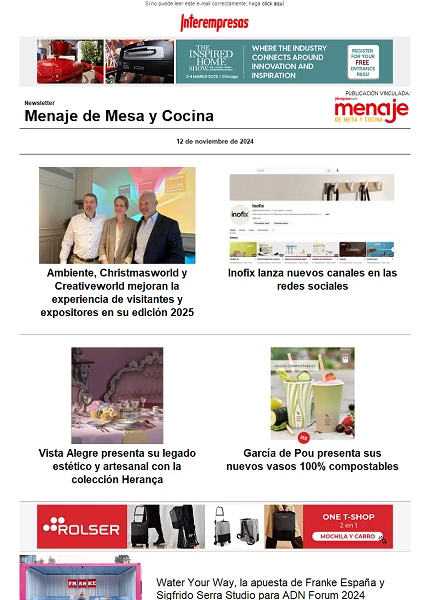 Newsletter Menaje de Mesa y Cocina