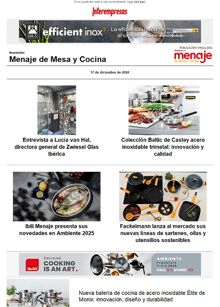 Newsletter Menaje de Mesa y Cocina