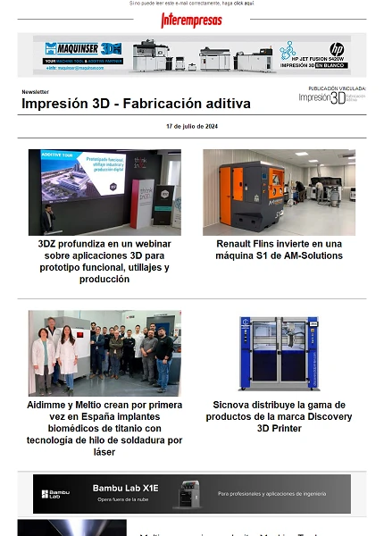 Newsletter Impresión 3D / Fabricación aditiva