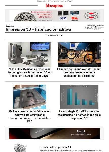 Newsletter Impresión 3D / Fabricación aditiva