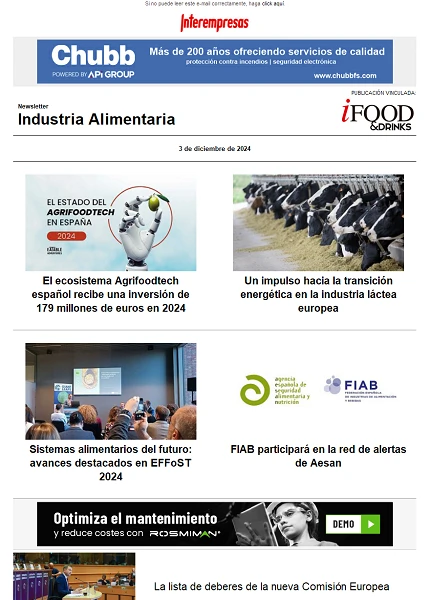 Newsletter Industria alimentaria