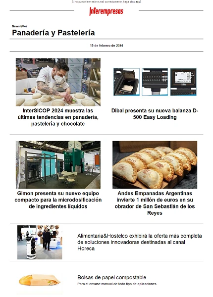 Newsletter Panadería y Pastelería