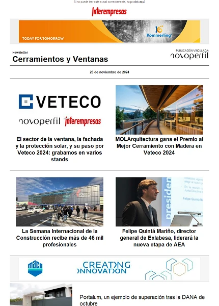 Newsletter Cerramientos y Ventanas