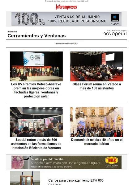 Newsletter Cerramientos y Ventanas