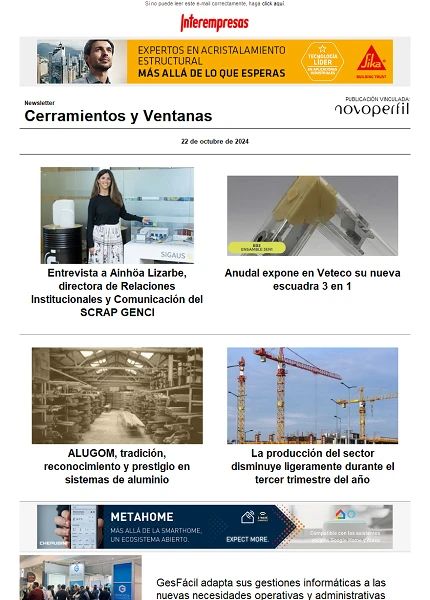 Newsletter Cerramientos y Ventanas