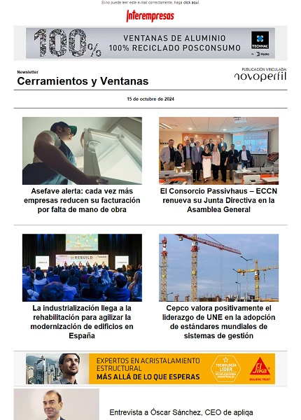 Newsletter Cerramientos y Ventanas