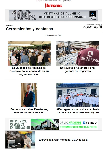 Newsletter Cerramientos y Ventanas