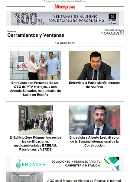 Newsletter Cerramientos y Ventanas