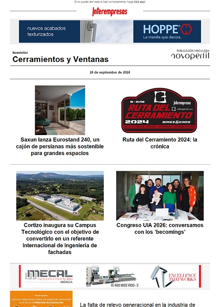 Newsletter Cerramientos y Ventanas