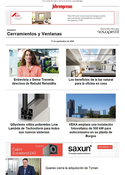 Newsletter Cerramientos y Ventanas