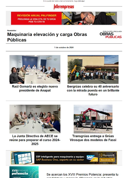 Newsletter Maquinaria elevación y carga Obras Públicas