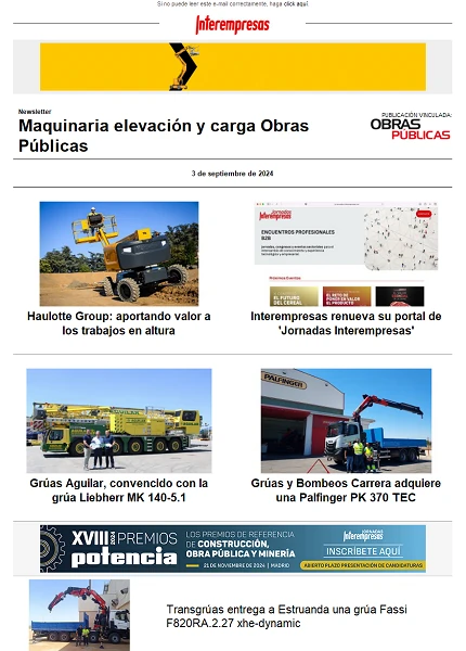 Newsletter Maquinaria elevación y carga Obras Públicas