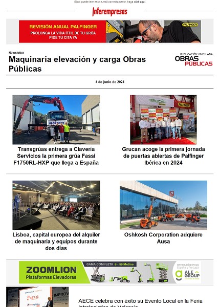 Newsletter Maquinaria elevación y carga Obras Públicas Newsletter Maquinaria elevación y carga Obras Públicas