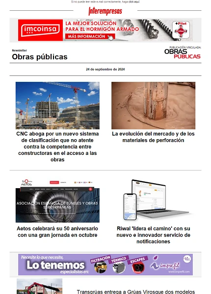 Newsletter Obras públicas