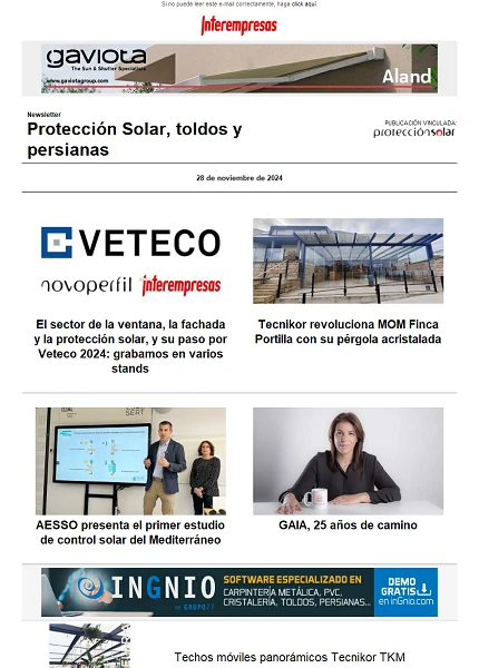 Newsletter Protección Solar, Toldos y Persianas