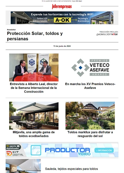 Newsletter Protección Solar, Toldos y Persianas