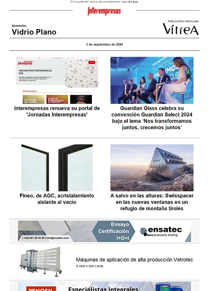 Newsletter Vidrio Plano