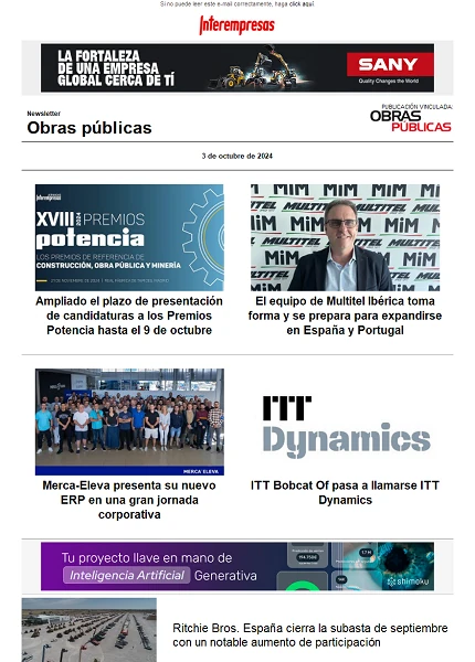 Newsletter Obras públicas